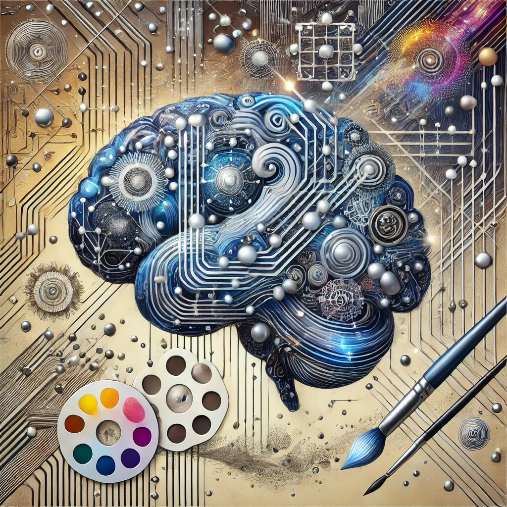 An artistic image that represents artificial intelligence and creativity.