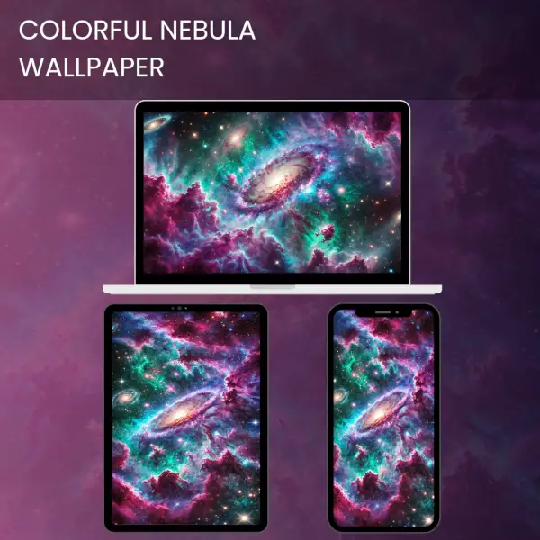 Colorful nebula wallpaper with vibrant cosmic clouds and galaxies in space.600v2