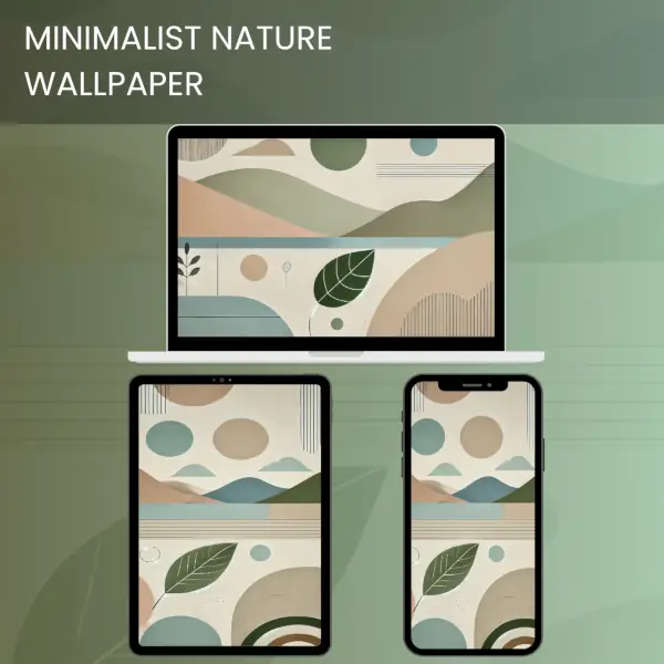 Minimalist nature wallpaper with abstract leaves and soft earth tones in a modern design.600v2