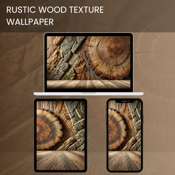 Rustic wood texture wallpaper featuring detailed tree rings and natural wood grain patterns.600