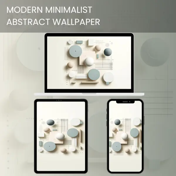 Modern minimalist abstract wallpaper with geometric shapes in neutral tones.600v3