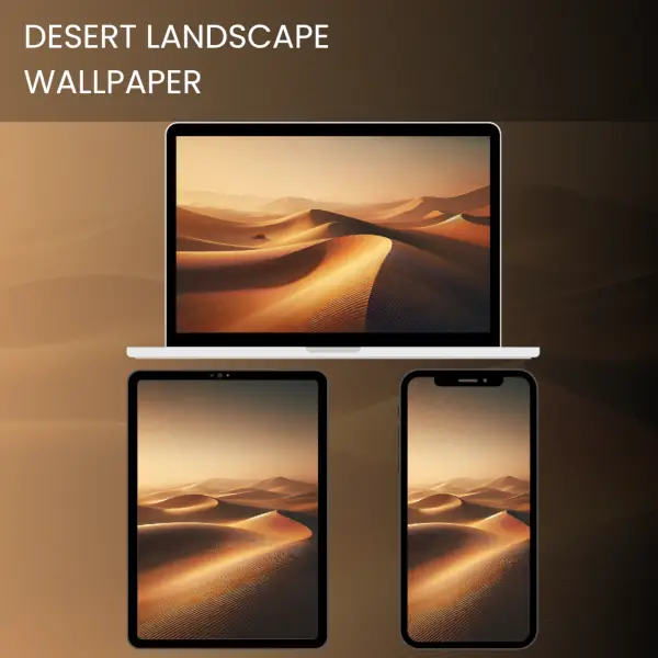 Stunning desert landscape wallpaper with golden sand dunes at sunset.600v2