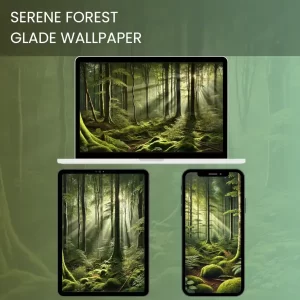 A serene forest glade bathed in sunlight with lush moss and tall trees, perfect for a calming natural tones wallpaper.600